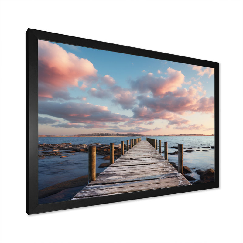 Port Portal Harmony - Décoration murale nautique et plage, H 24 po x l 32 po x P 1 po, Cadre simple noir