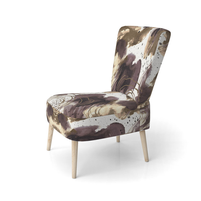 Abstract Pattern With Blue & Golden Textures II - Upholstered Contemporary Side Chair, Collage Art Accent Chair