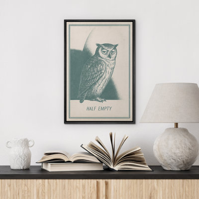 Funny Owl Illustration Retro Typography Animal Gallery Wall - Framed Canvas Wall Art Print
