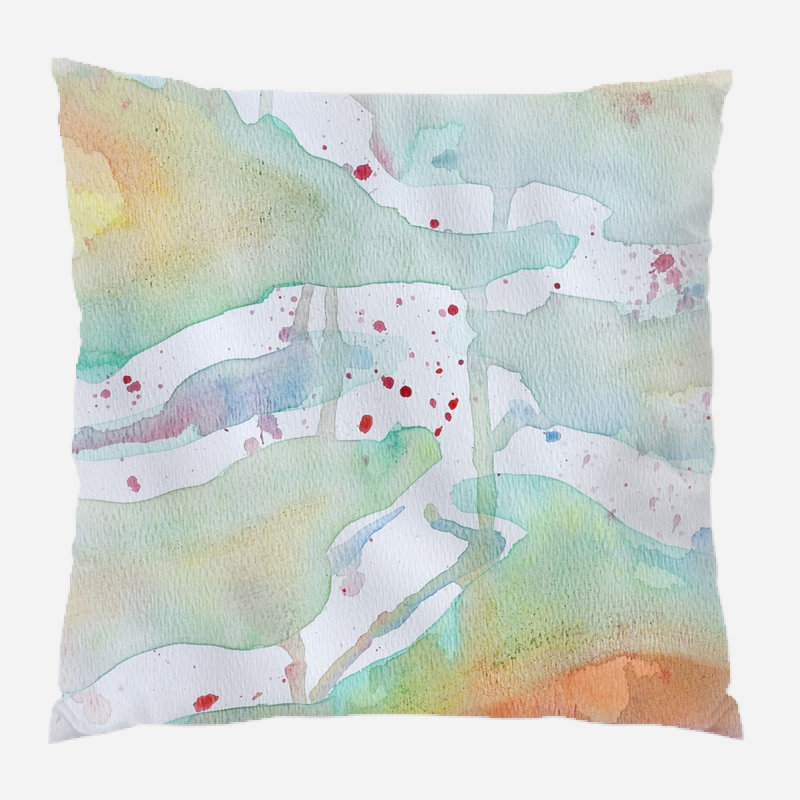 Coussin décoratif aquarelle Mucha, Microsuède, Intérieur