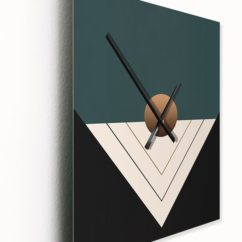 Horloge murale Mid Century Mid-Century Geometrics In Blue II, H 28 po x l 12 po x P 1 po