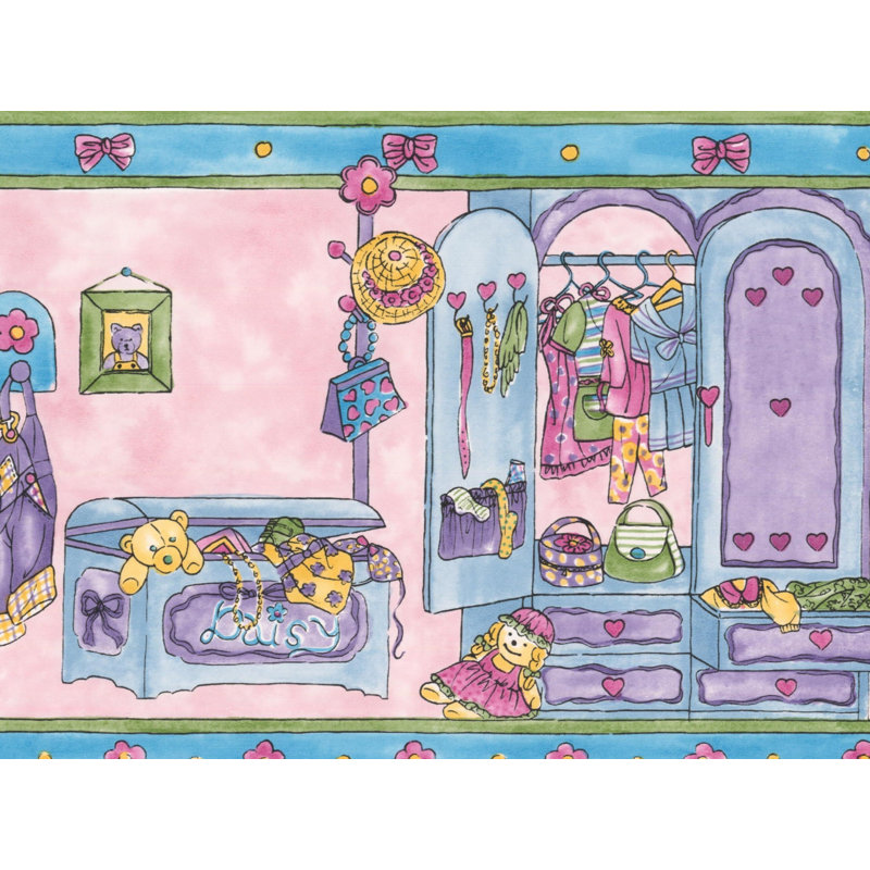 Aquila chambre d'enfant avec robe de poupée, jouets, bordure murale