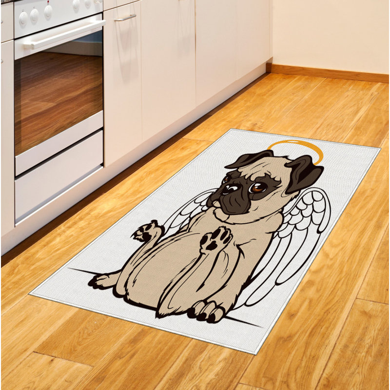 Pug High Density Long Fiber Poly Threads Decorative Area Rug Carpet, Rectangle 4' x 5'8"