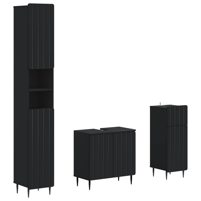 Bathroom Storage Furniture Set, Black