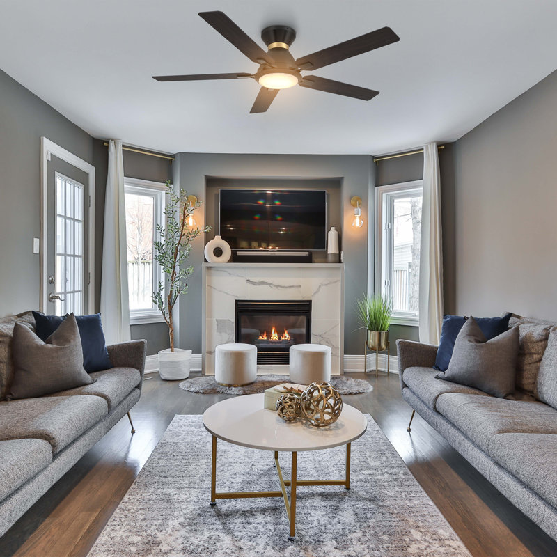 52'' Smart Ceiling Fan With Remote, Light Kit Included, Works With Google Assistant, Amazon Alexa, And Siri Shortcuts.