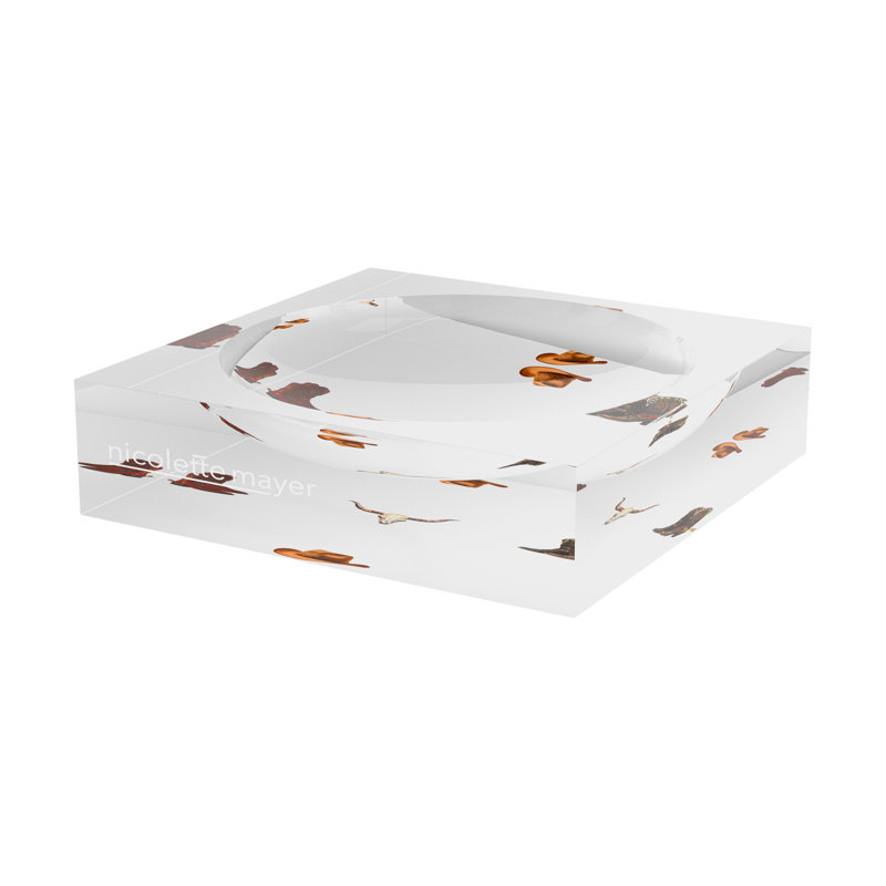 Cowboy Boots Brown Cream Acrylic Decorative Tray, 8"W x 8"D x 2"H
