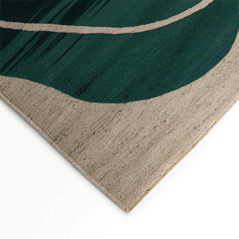 Watercolor Green Indoor and Outdoor Area Rug, Rectangle 9' x 12'