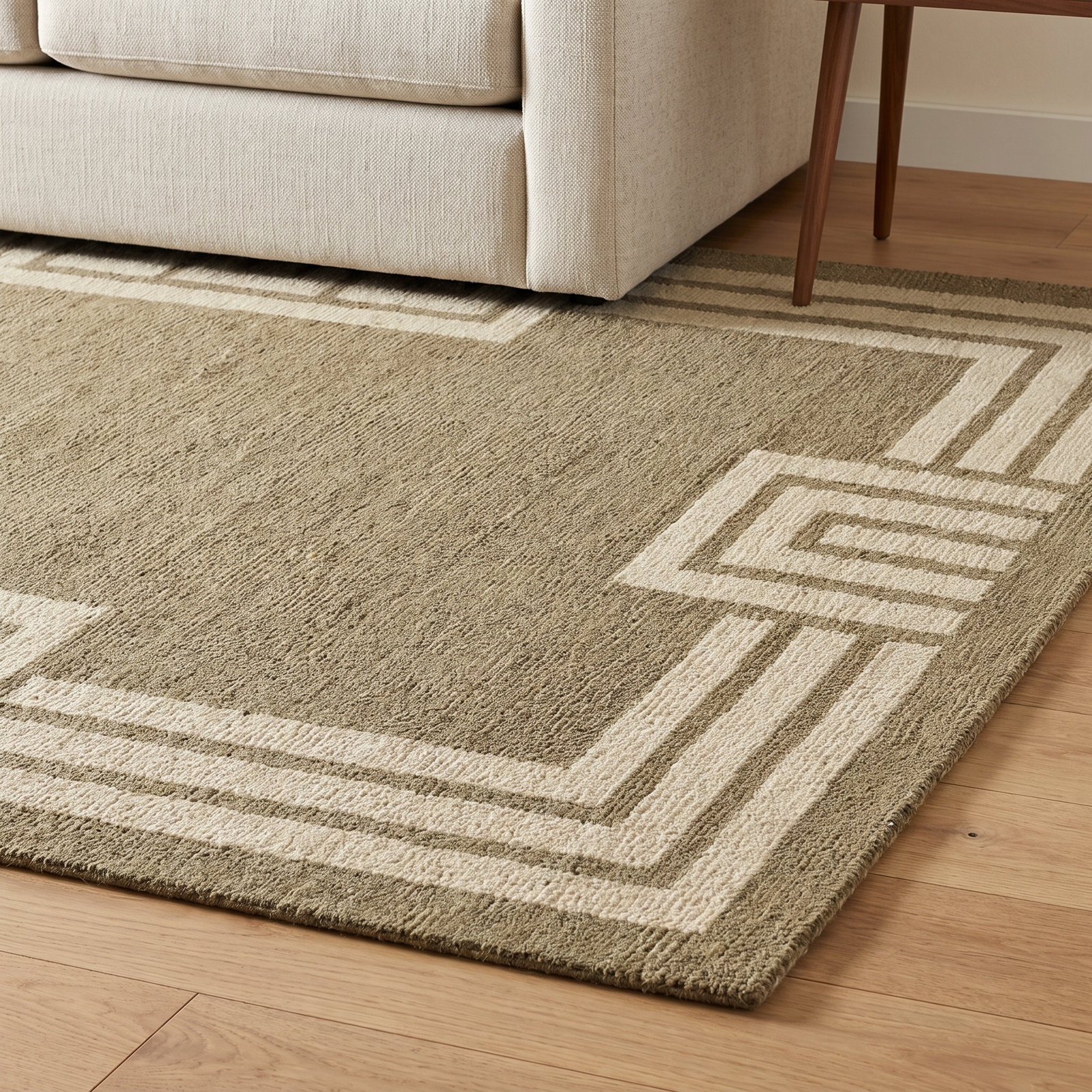 Theresa Green Hand-Woven Geometric Wool Rug, 3'6" X 5'6"