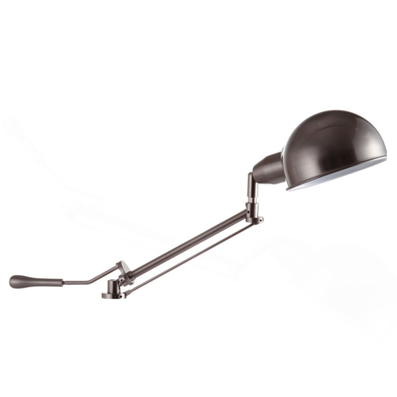 Lampe de table réglable en métal de 24,5 po de hauteur avec bras pivotant perchoir, finition argentée