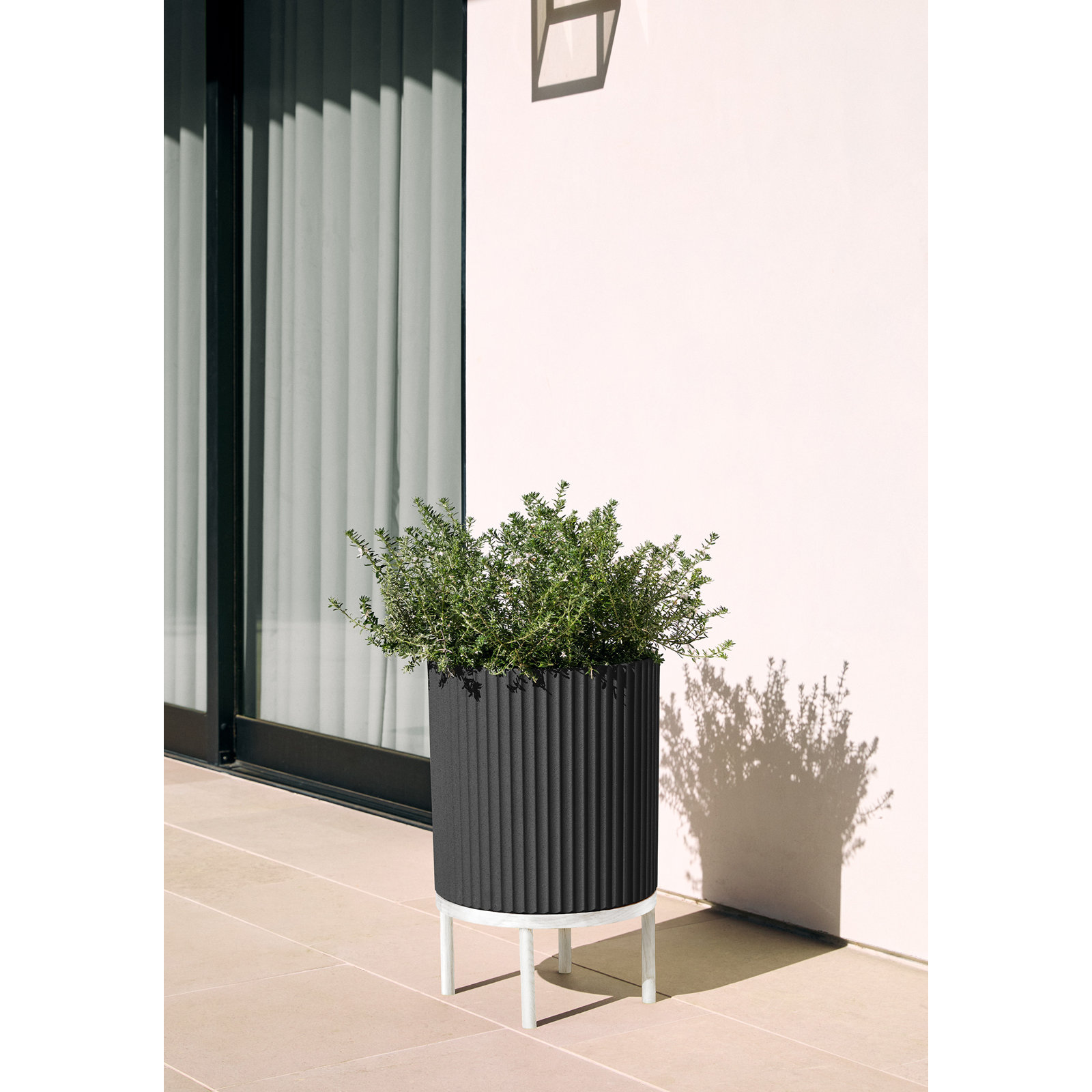 Demi Series Planter with Stand, 2, 22" H x 14.75" W x 14.75" D, Black/White