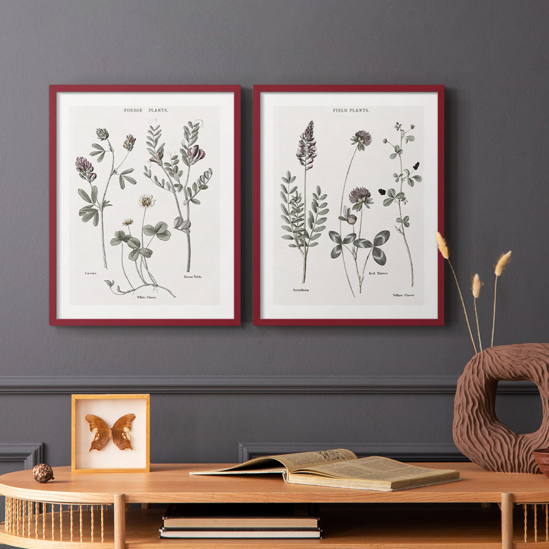 Reproduction encadrée multi-botanique I-Premium - prête à être accrochée - aucun clou requis - aucun clou requis, Rouge