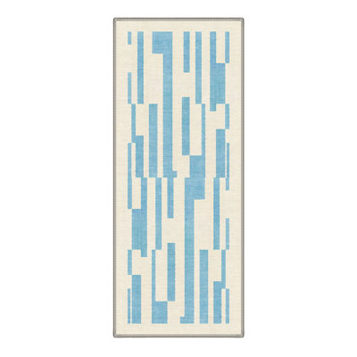 Vectra Machine Washable Non Slip Blue / Beige Geometric Minimalist Indoor Area Rug