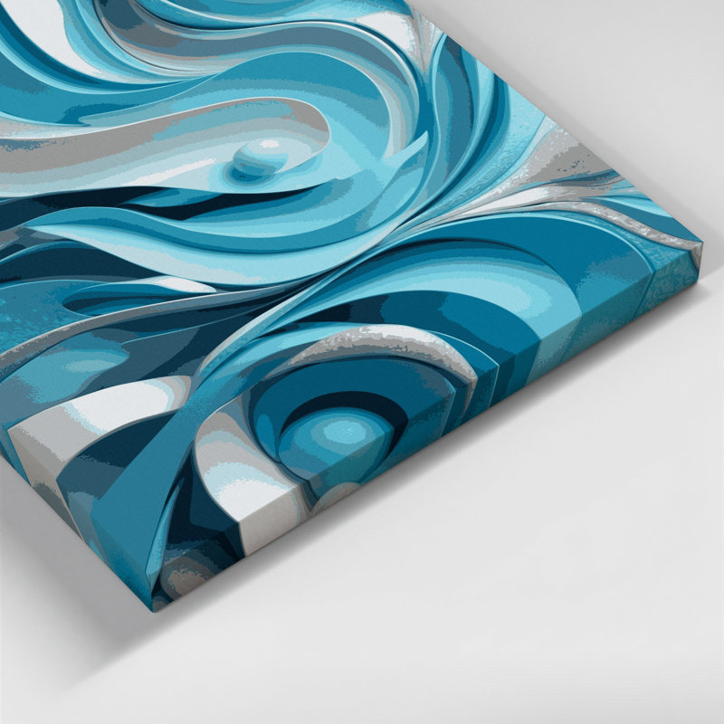 «Abstract Shapes», art mural bleu sur toile 78, H 16 po x l 16 po