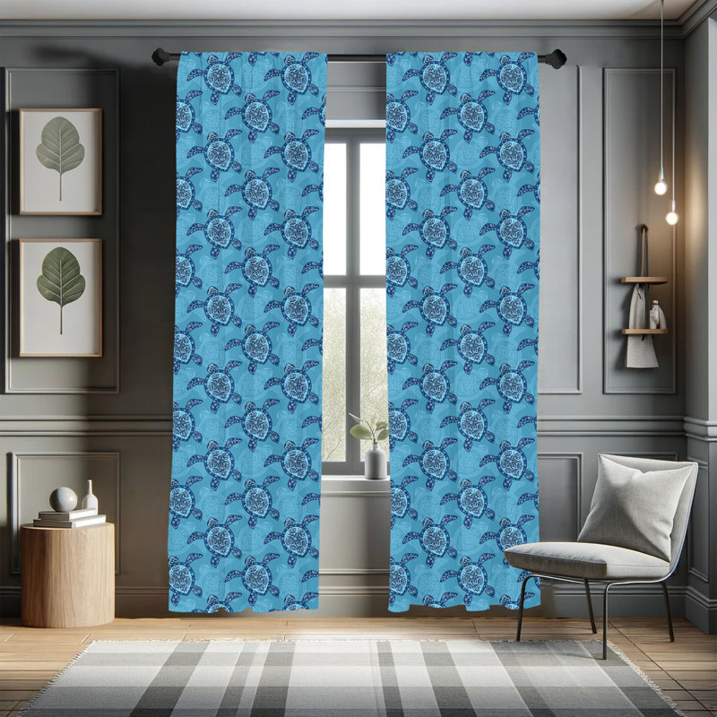 Turtle Semi-Sheer Rod Pocket Curtain Panels, 28" x 84"