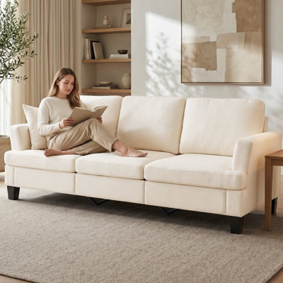 84'' Linen Upholstered 3-Seater Sofa, Beige