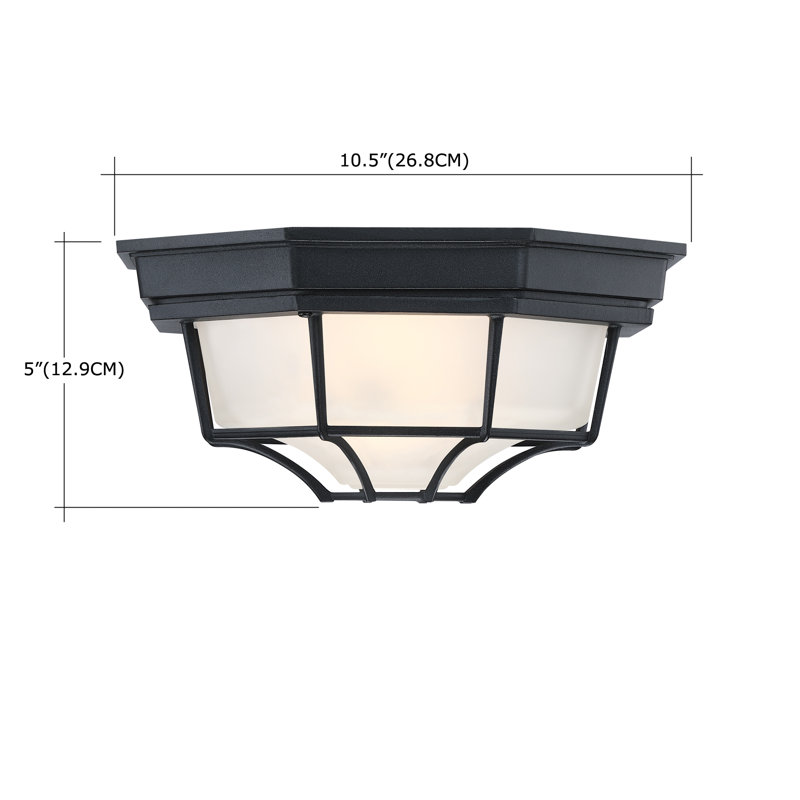2 Pack 11.42 in 1-Light Retro Textured Black Ceiling Mount Light Fixture with Frosted Glass for Hallway,E26, Matte Black