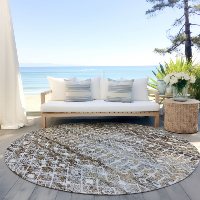 Tapis intérieur / extérieur brun Calandria, 2'3" x 7'6"