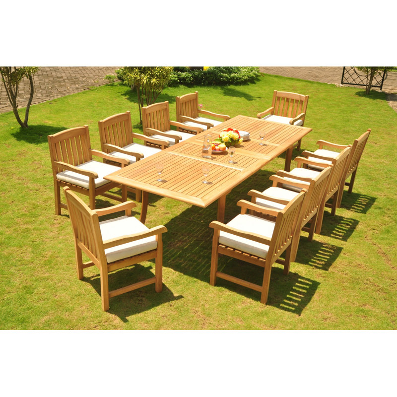 Ensemble repas 11 pièces teck luxueux Nohoff