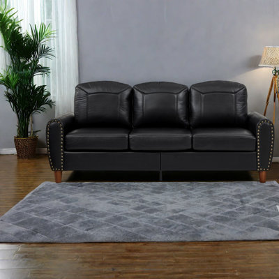 Sturdy 3 Seat Sofas, PU Leather Wood Frame, Classic Home Lounge