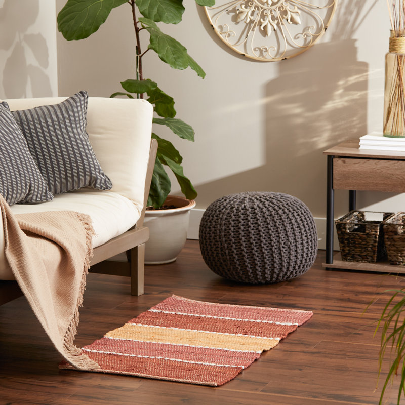 Keelea Cotton Striped Indoor Rug, Rectangle 2' x 3'