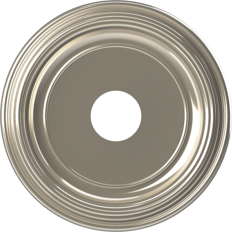 Traditional Traditional Thermoformed PVC Ceiling Medallion, 16" H x 16" W x 1.38" D, Bright Coat Chrome