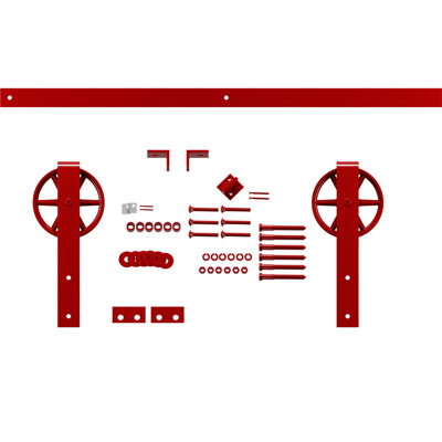 Premium Wagon Wheel Strap Steel Single Door Barn Door Hardware Kit Standard Single