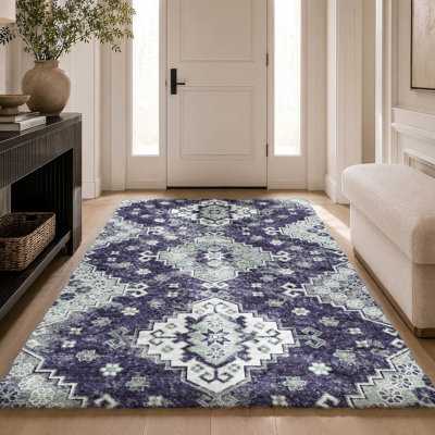 Tapis oriental à poils longs de qualité supérieure lavable à la machine ADS846