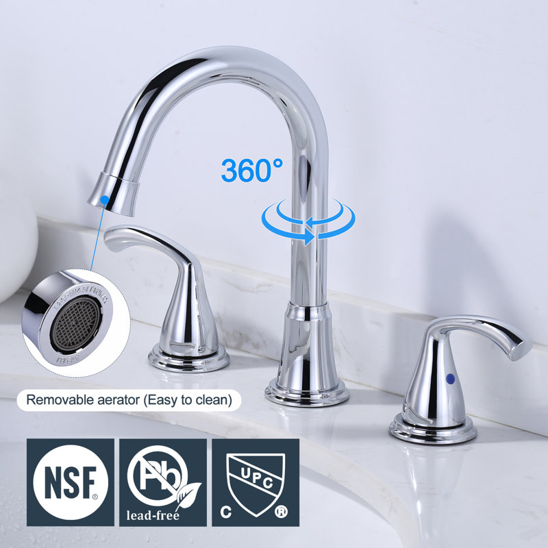 Widespread Bathroom Faucet with Drain Assembly, Chrome