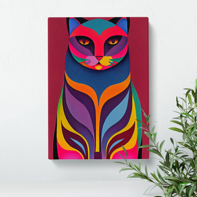 Vibrant Cat Abstract - Wall Art