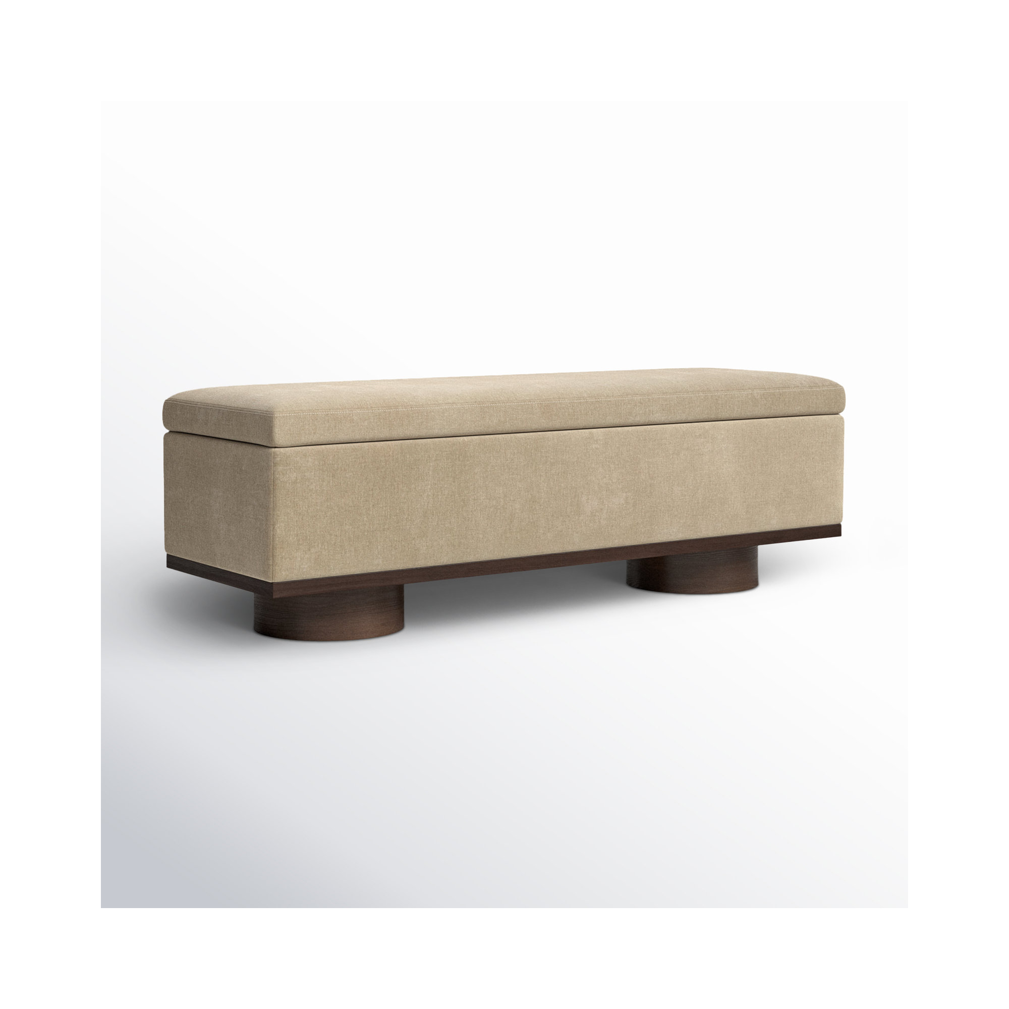 Morje Storage Bench, Walnut, Light Brown Velvet