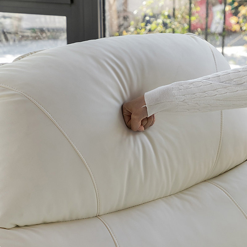 Chaise longue confortable en bois massif, Blanc cassé