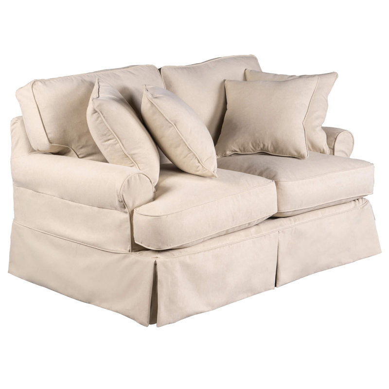 Wesham 60'' Slipcovered Loveseat, Tan Polyester