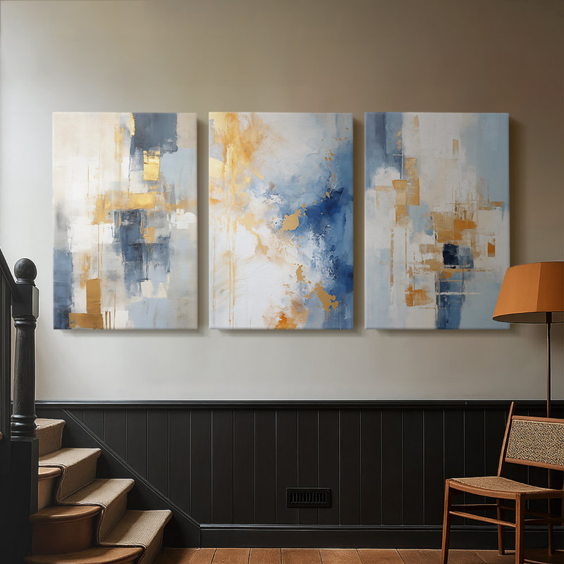 ABSTRACT Series Dxli - Toile tendue sur mesure - 3 pièces, H 18 po x l 36 po