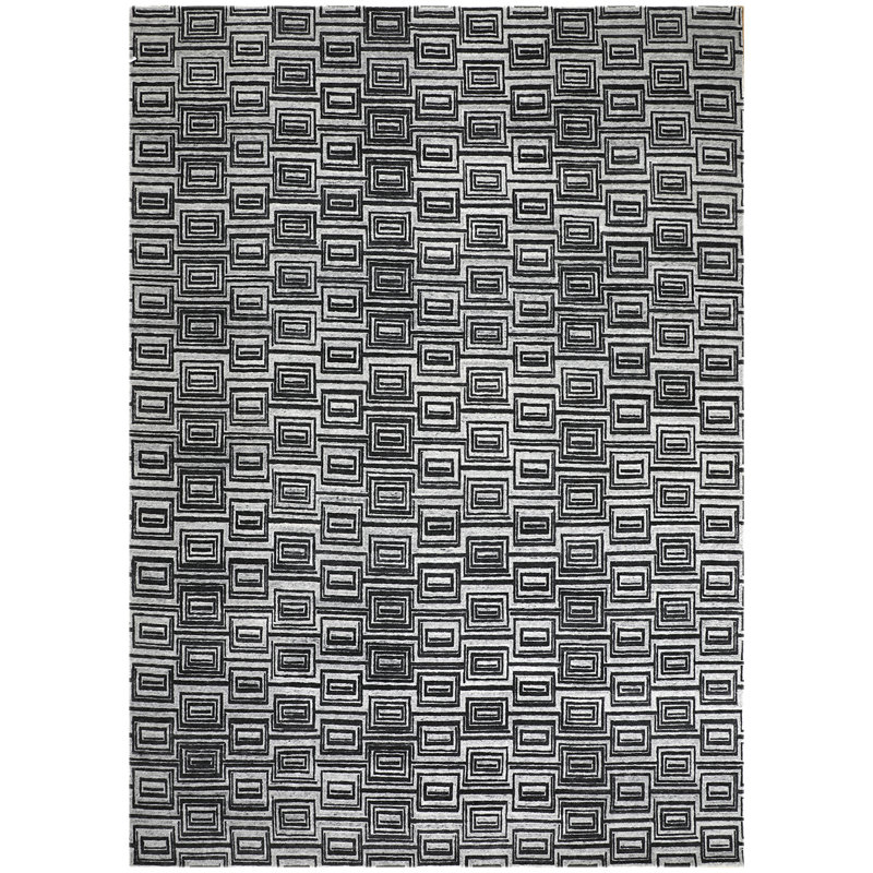 Geometric Area Rug in Navy, Rectangle 8' x 10'