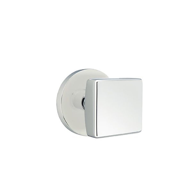 Passage Square Knob with Disk Rose, Polished Chrome