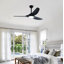 Ventilateurs de plafond modernes d'inspiration hélice avec lumières avec moteur à courant continu réversible silencieux et télécommande, noir mat-130156593