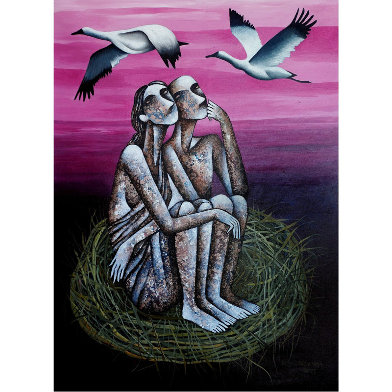À la recherche d'un refuge | Acrylique sur toile | Par Ranjith Raghupathy