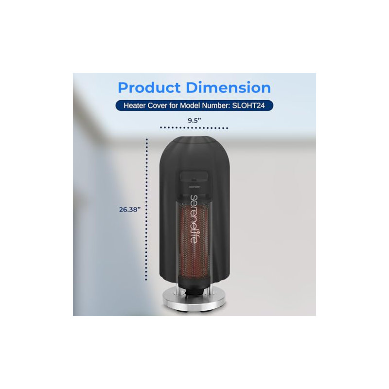 SereneLife Patio Heater Cover Bag - Heavy-Duty, UV Resistant, Waterproof Polypropylene & Polyurethane, Tear Resistant, Easy On/Off, Dustproof, Fits SereneLife Patio Heater Model SLOHT24 (Black)