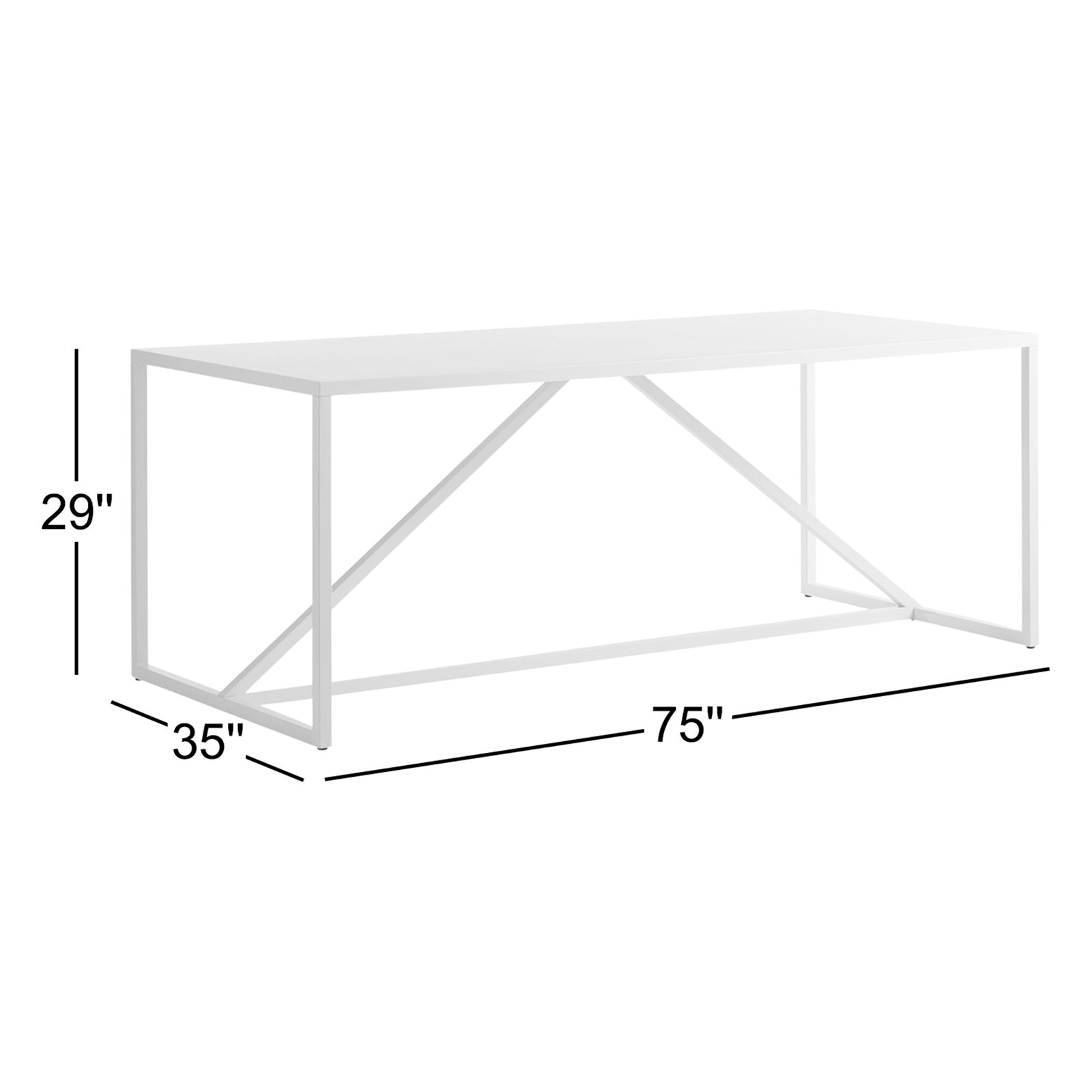 Strut 75'' Metal Outdoor Dining Table, Carbon