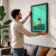 Camel Under Turquoise Sky Modern - Print-136650601-136650600