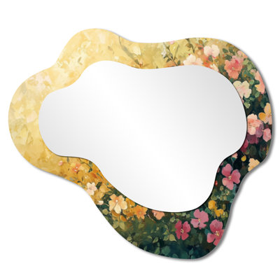 Summer Wildflowers Meadow Of Light - Wildflowers Asymmetrical Decorative Mirror, Traditional irregular Wall Mirror, Printed on Metal
