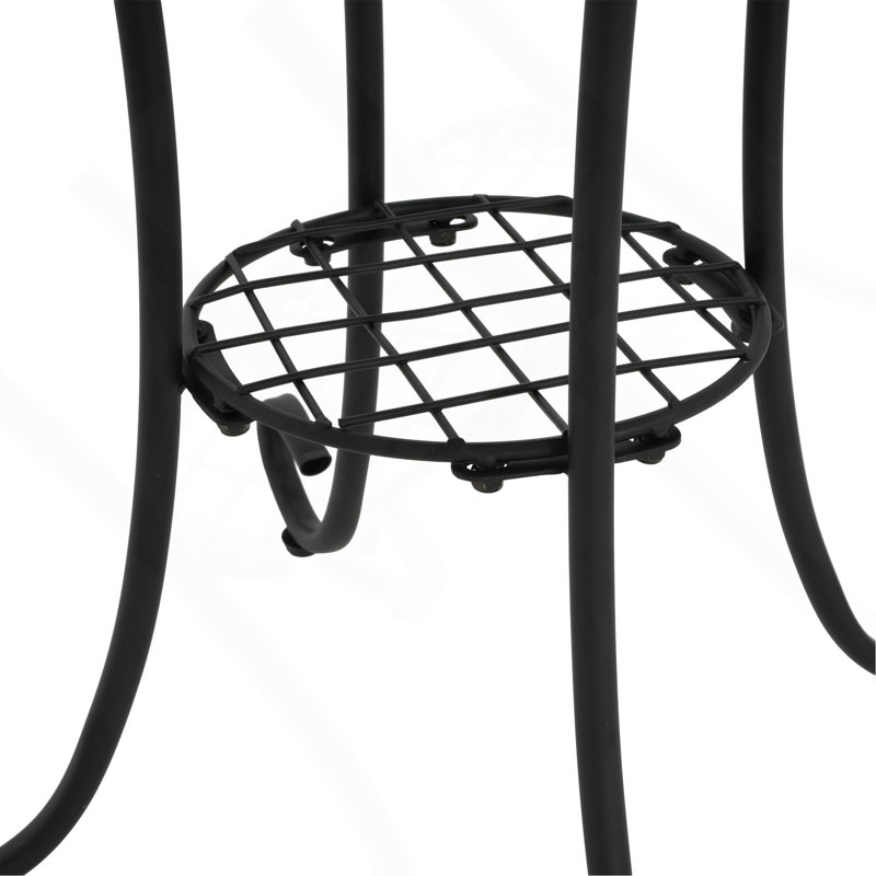 Patio Side Table With Shelf,Blue+Black