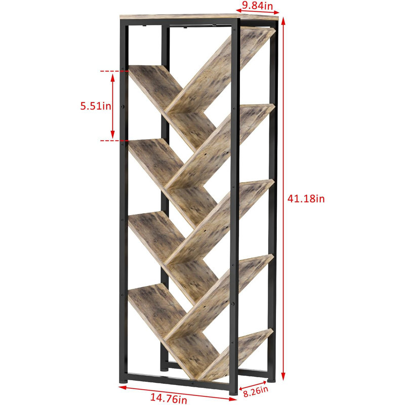 Tree Bookshelf - 9 Tier Floor Standing Tree Bookshelf for CDs/Movies/Books