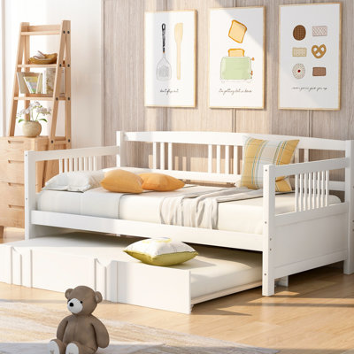 Twin Size Daybed Wood Bed With Twin Size Trundle