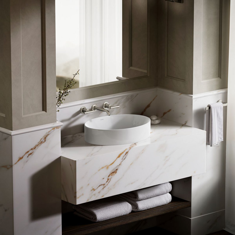 Vox® Vitreous China Oval Vessel Bathroom Sink with Overflow