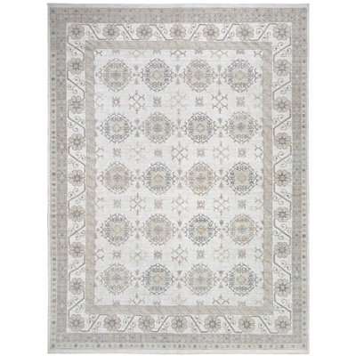 Tapis unique gris clair / brun / gris 9 pi 1 po x 11 pi 11 po