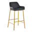 Tabouret de bar à hauteur fixe en métal doré et similicuir noir - ensemble de 2-519885941