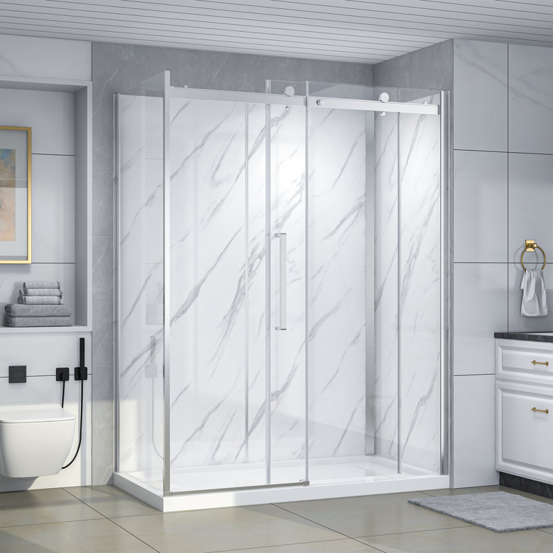 Bristol 60 In. X 79.2 In. Rectangular Corner Brushed Nickel Sliding Shower Kit, Brushed Nickel
