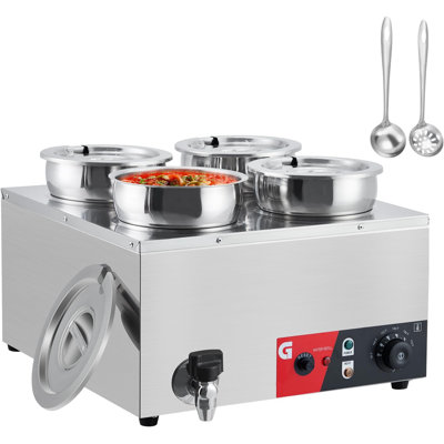 Electric Soup Warmer, 86-185℉ Adjustable Temp Stainless Steel Round Pot With Anti-dry Burn And Reset Button, 1200w Commercial Food Warmer For Restaurant, Buffet