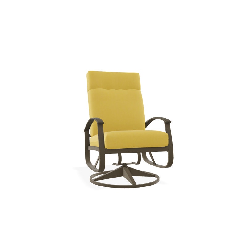 Chaise berçante pivotante réglable avec coussins Askar, Jaune 43A, Bois de plage P40, Bois de plage texturé